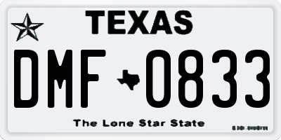 TX license plate DMF0833
