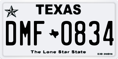 TX license plate DMF0834