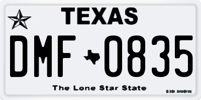 TX license plate DMF0835