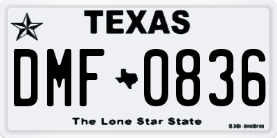 TX license plate DMF0836