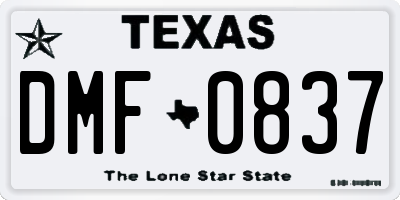 TX license plate DMF0837