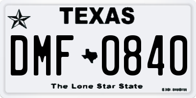 TX license plate DMF0840