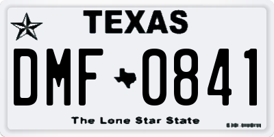 TX license plate DMF0841