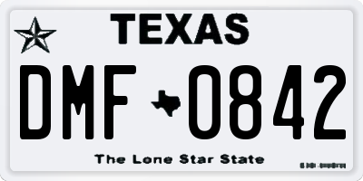 TX license plate DMF0842