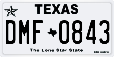 TX license plate DMF0843