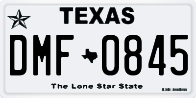 TX license plate DMF0845