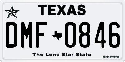 TX license plate DMF0846