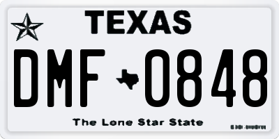 TX license plate DMF0848