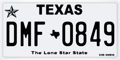TX license plate DMF0849