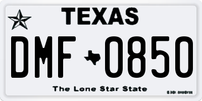 TX license plate DMF0850