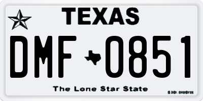TX license plate DMF0851