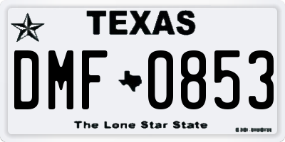 TX license plate DMF0853