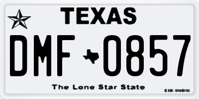 TX license plate DMF0857