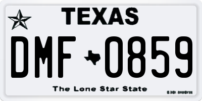 TX license plate DMF0859
