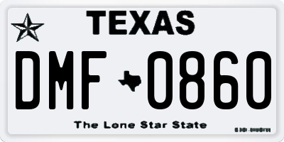 TX license plate DMF0860