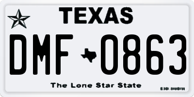 TX license plate DMF0863