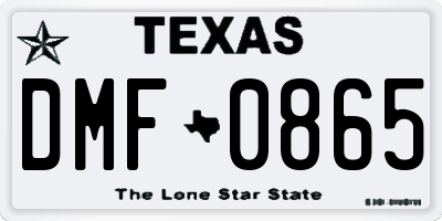 TX license plate DMF0865