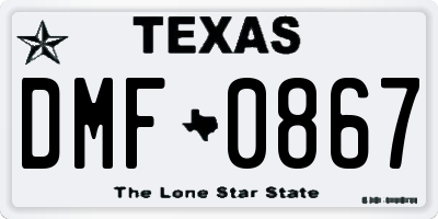 TX license plate DMF0867