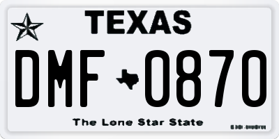 TX license plate DMF0870