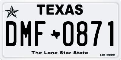 TX license plate DMF0871