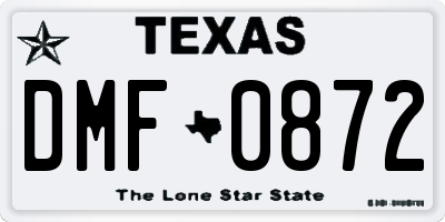 TX license plate DMF0872