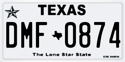 TX license plate DMF0874