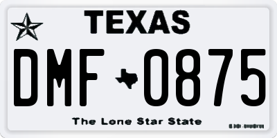 TX license plate DMF0875