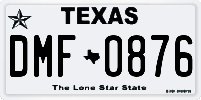 TX license plate DMF0876