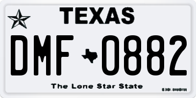 TX license plate DMF0882