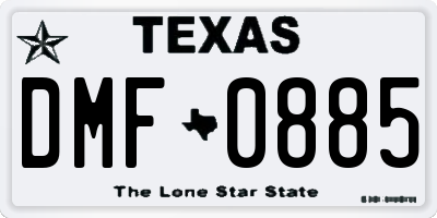 TX license plate DMF0885