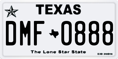 TX license plate DMF0888
