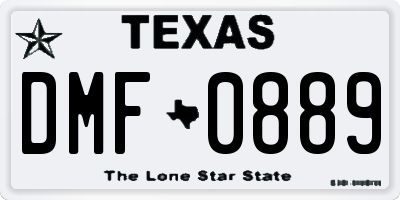 TX license plate DMF0889
