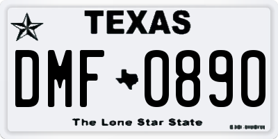 TX license plate DMF0890