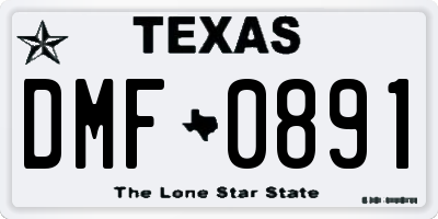 TX license plate DMF0891