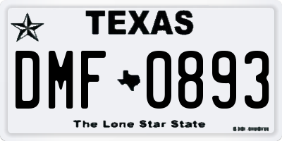 TX license plate DMF0893