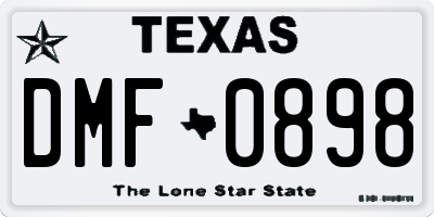 TX license plate DMF0898