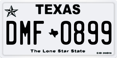 TX license plate DMF0899