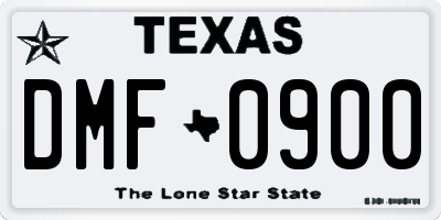 TX license plate DMF0900