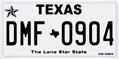 TX license plate DMF0904