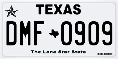 TX license plate DMF0909