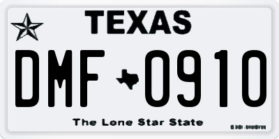TX license plate DMF0910