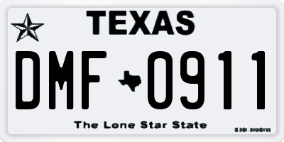 TX license plate DMF0911