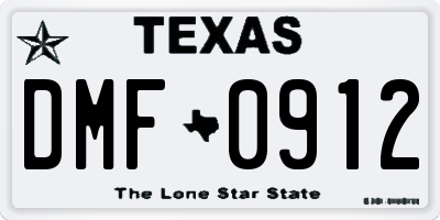 TX license plate DMF0912