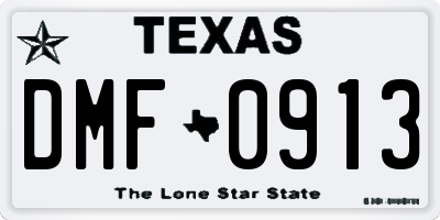 TX license plate DMF0913