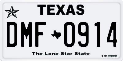 TX license plate DMF0914