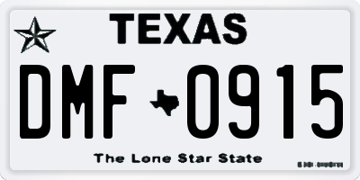 TX license plate DMF0915