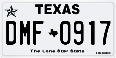 TX license plate DMF0917