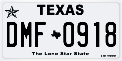 TX license plate DMF0918