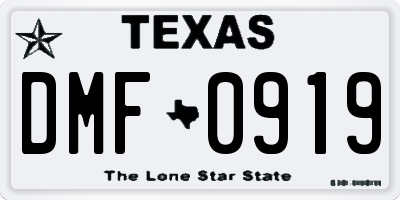 TX license plate DMF0919