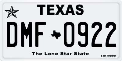 TX license plate DMF0922